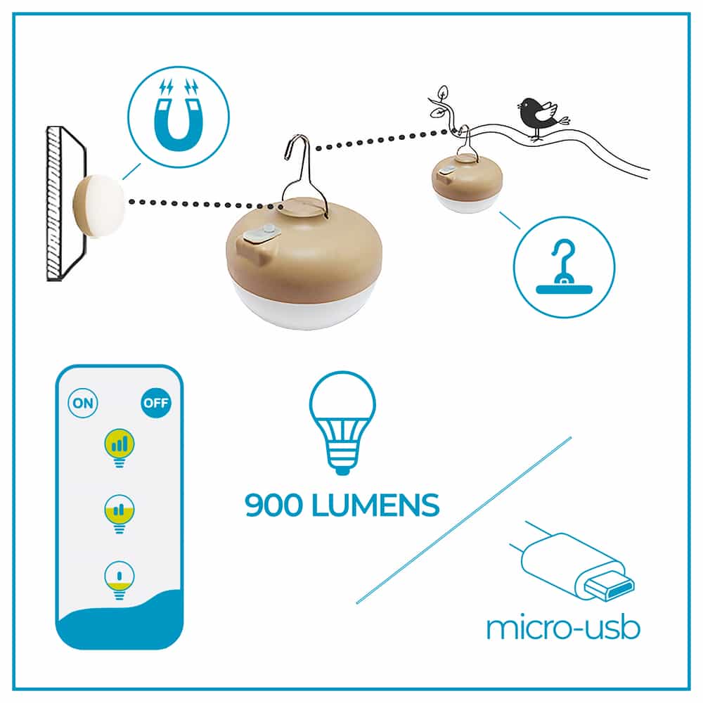 Cherry Bulb: The ultimate portable, rechargeable lighting. No installation, magnetic attachment. Perfect for outdoor use with a 6-20hr burn time.