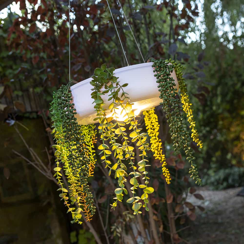Discover the Elba from Newgarden, a durable hanging planter with wireless lighting, for easy installation and elegant design.