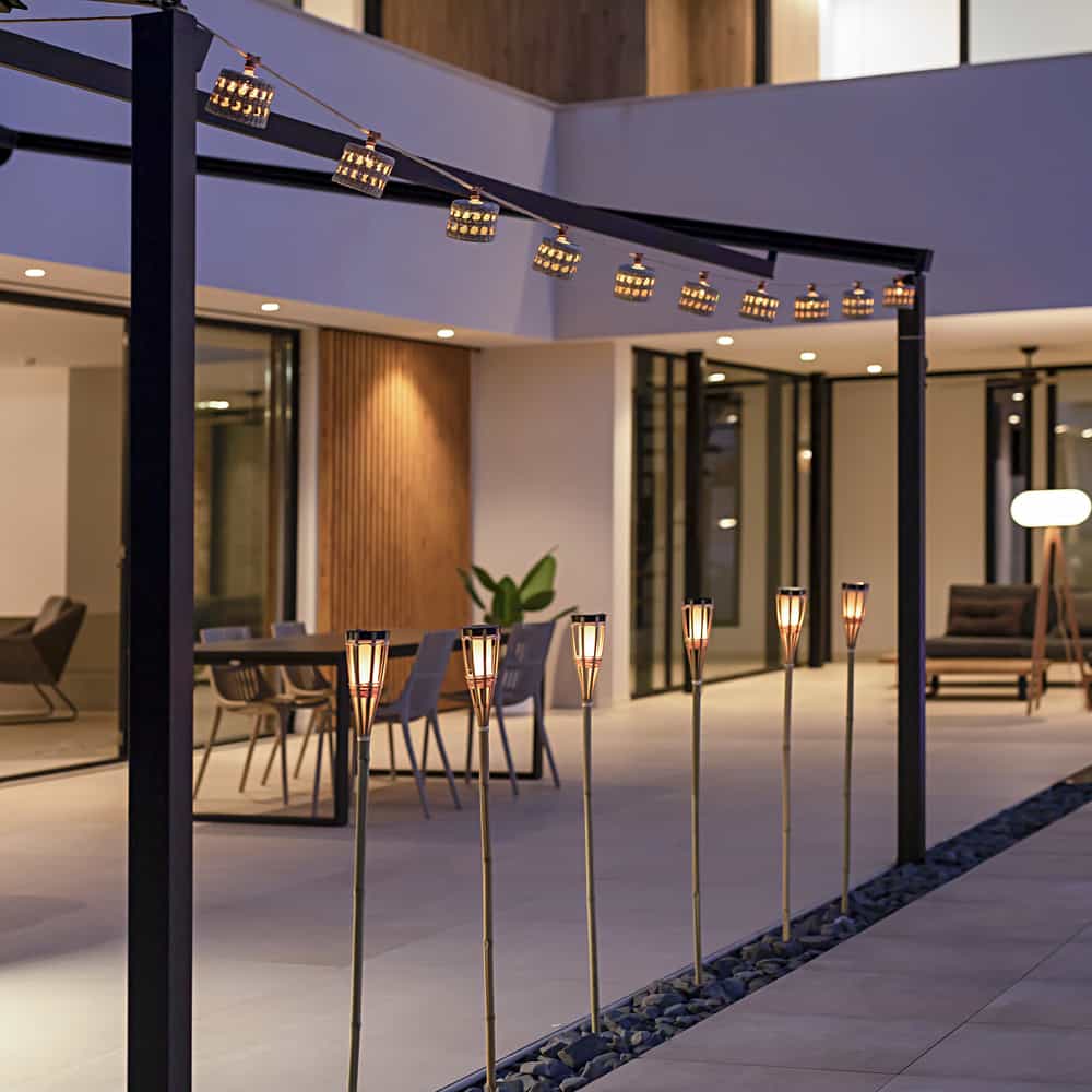 Newgarden's Hiama: A solar-powered bamboo garden spike for eco-friendly, automatic outdoor illumination.