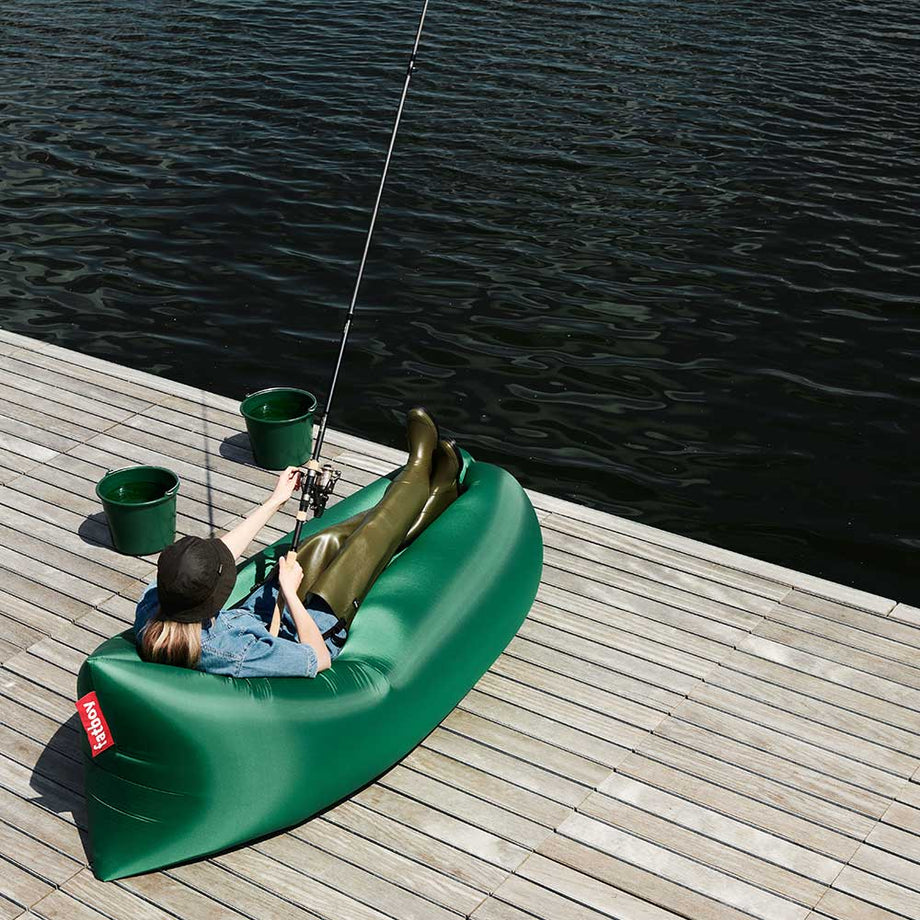 Canapé Gonflable Fatboy Lamzac 3.0 - Rempli D'air Sans Pompe - Pour Jardin, Plage, Piscine - Vert Jungle